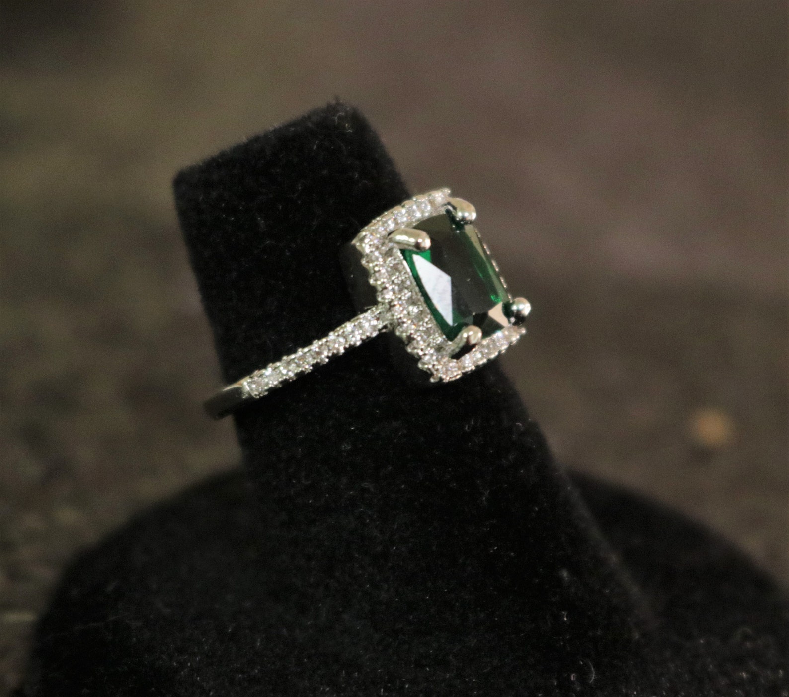 Emerald Green Ring Emerald Ring Dark Green Ring CZ Ring Etsy