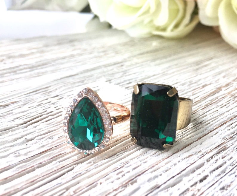 Emerald Earrings Posts Green Angelina Jolie Kyle Richards LARGE Emerald green Teardrop Drop Estate Style Earrings image 8