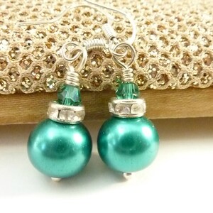 Bridesmaids Earrings Teal Earrings Teal Green Earrings Vintage Glass ...