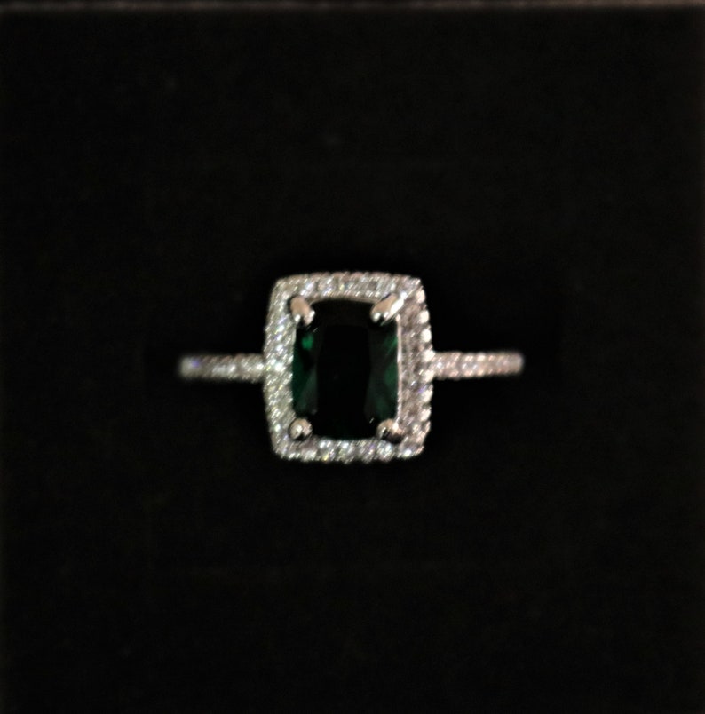 Emerald Green Ring Emerald Ring Dark Green Ring CZ Ring Etsy