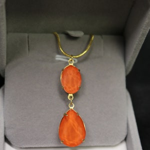 Orange Necklace Hyacinth Tangerine Necklace Gold Orange drop necklace for women Carnelian drops Crystal Wedding Bridal Jewelry image 2