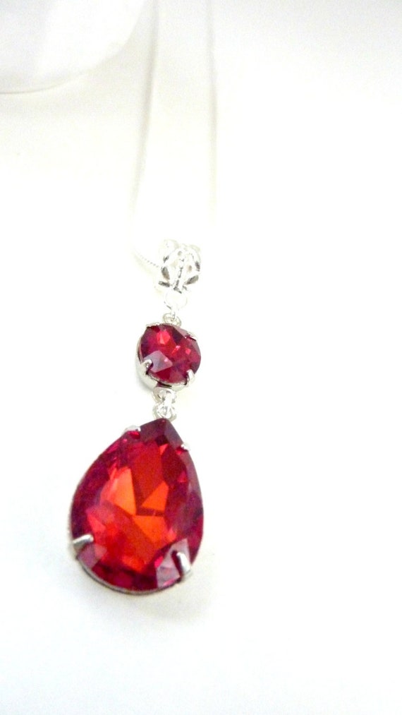 Ruby Necklace Siam Red Necklace July Birthstone Pendant Bridal - Etsy