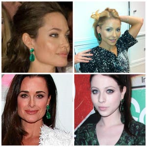 Emerald Earrings Posts Green Angelina Jolie Kyle Richards LARGE Emerald green Teardrop Drop Estate Style Earrings image 4