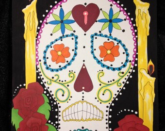 Skull & Candles Dia de los Muertos Art