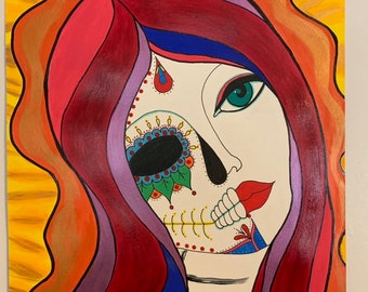 Split Dia de los Muertos 11x14 Print Only