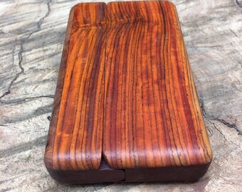 Wood Wallet and business card holder Cocobolo and Blackwood with Amboyna Burl Accent
