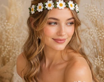 Crochet Daisy Flower Crown Pattern | Beginner Boho Hair Tutorial (PDF Download)