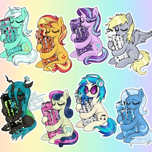 MLP background ponys holographic energy drink stickers