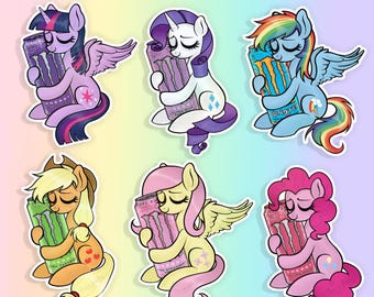My little pony mane 6 hugging monster energy drink holographic stickers