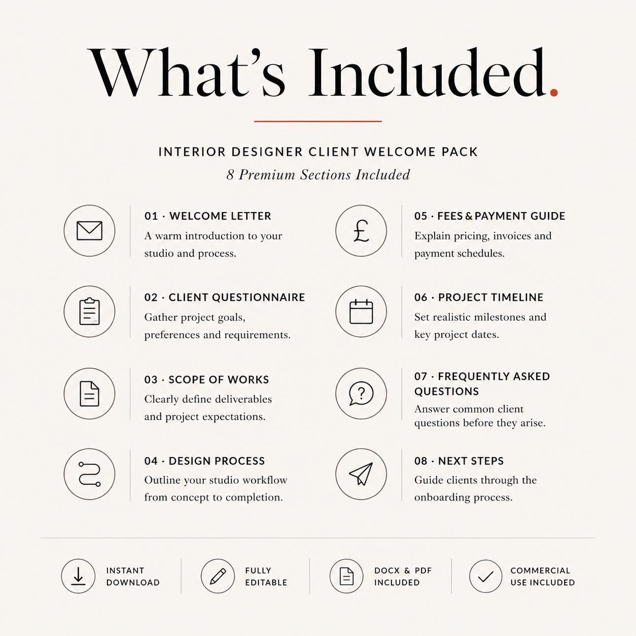Interior Designer Client Welcome Pack | Editable Onboarding Forms (word ...