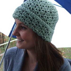 Crochet hat women Beanie hat women Hat for women Slouchy hat Green hat for her image 3