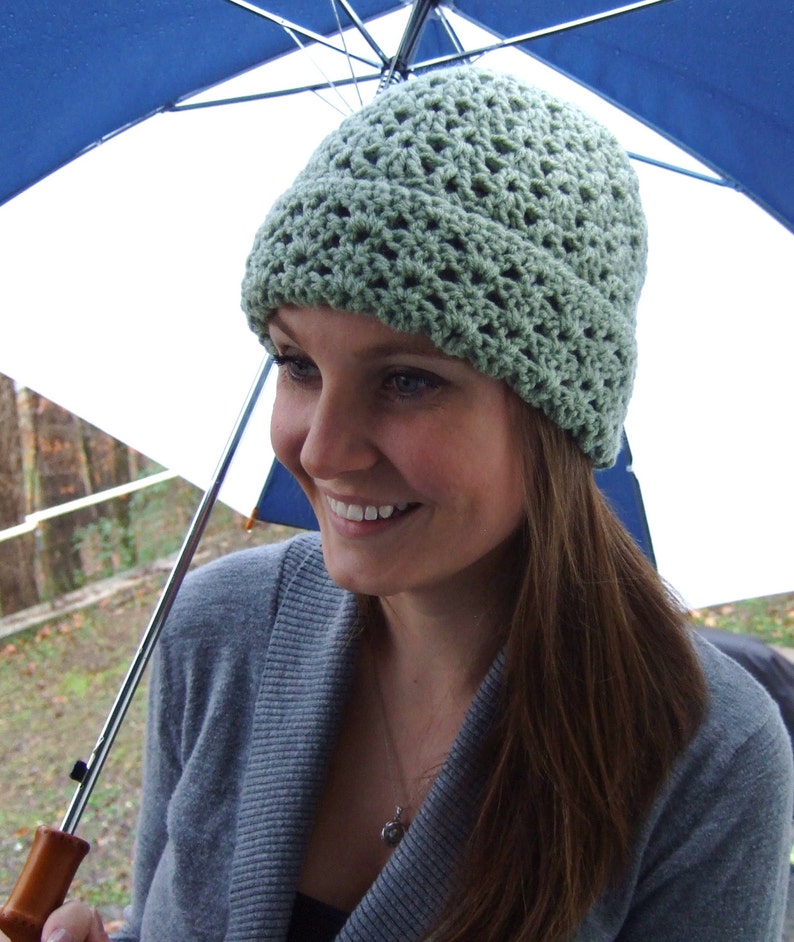 Crochet hat women Beanie hat women Hat for women Slouchy hat Green hat for her image 2