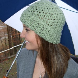 Crochet hat women Beanie hat women Hat for women Slouchy hat Green hat for her image 1