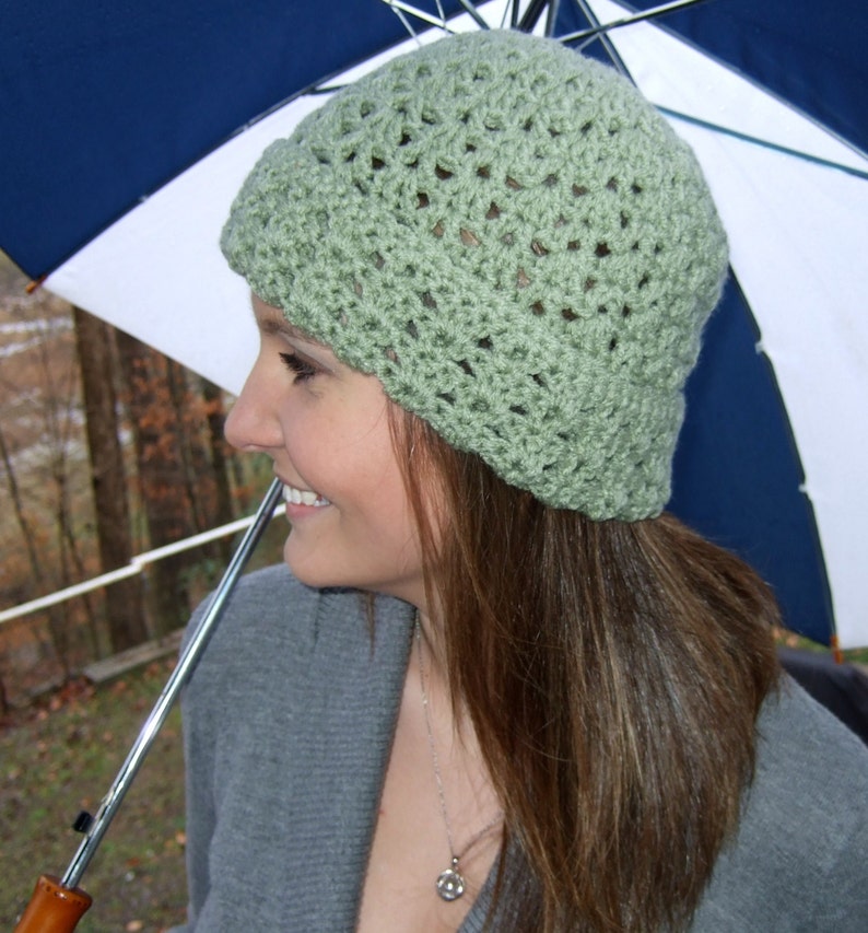 Crochet hat women Beanie hat women Hat for women Slouchy hat Green hat for her image 1