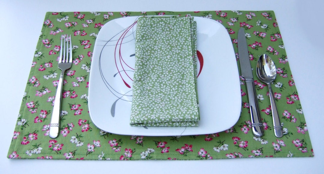Placemats Sets Cotton Placemats Place Mat Set Reversible Etsy