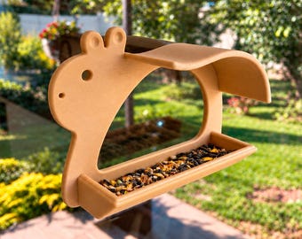 Fenster-Vogelfutterhaus mit Wasserschweinmotiv, wetterfest, Geschenk für Kinder und Vogelliebhaber