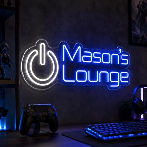 Personalized Power Button Neon Sign, Gaming Room Wall Decor, Lounge Name LED Light, Gamer Setup Gift, Man Cave Decor, Neon Wall Sign