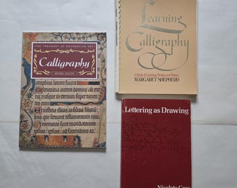 Vintage Calligraphy Book Bundle | Lettering, Decorative Art & Hand Lettering | 3 Used Books