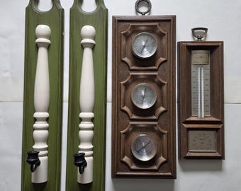 Vintage 1970s Wall Decor Collection | Springfield Weather Instruments, Candle Sconces & Avocado Home Decor
