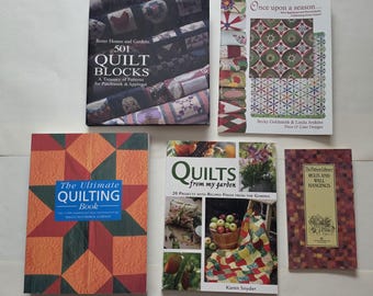 Quilting Book Bundle | Pattern Library, Quilt Blocks, Appliqué & Garden Quilts | 5 Used Books