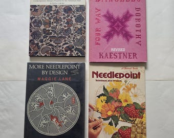 Vintage Needlework Book Bundle | Bargello, Needlepoint & Embroidery | 4 Used Books