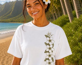 Comfort Colors® plumerai Flower Shirt, Botanical Floral Tee, Minimalist flower Shirt, Cottagecore Graphic Tee, Garden Lover Gift