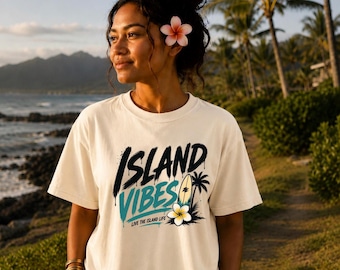 Hawaii Shirt, Tropical Beach Shirt, Palm Tree Surf Tee, Hibiscus Graphic Shirt, Island Vibes Tee, Summer Vacation Gift, Unisex Tee