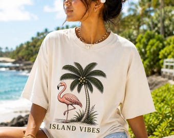 Comfort Colors® Flamingo Shirt, Tropical Palm Tree Tee, Funny Beach Shirt, Island Vacation Shirt, Summer Graphic Tee, Beach Lover Gift
