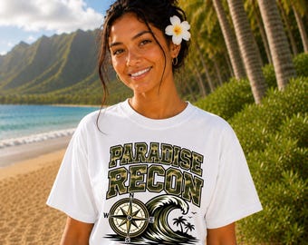 Comfort Colors® Paradise Recon Shirt, Vintage Surf Tee, Compass Graphic Shirt, Beach T-Shirt, Coastal Adventure Tee, Camping Gift