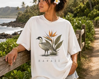 Comfort Colors® Nene Goose Shirt, Hawaii Botanical Tee, Hawaiian Goose Shirt, Bird of Paradise Tee, Tropical Hawaii Shirt, Island Gift