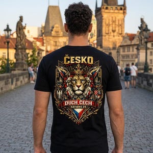 -shirt Cesko avec écusson du lion | T-shirt graphique Duch Cech Nations