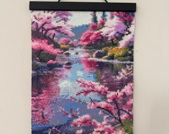 Stream with Spring Trees Diamond Painting with Frame