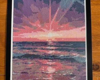 Ocean, Sunset Diamond Painting with Magnetic Frame