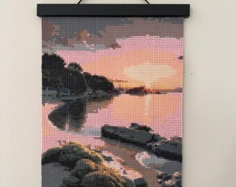 Lake, Sunset, Trees Diamond Painting with Frame