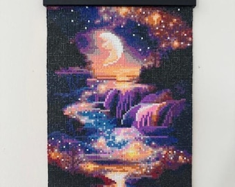 Moon Waterfall Diamond Painting with Frame