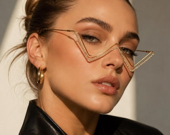 Pearl Rhinestone Wire Frame Glasses Decorative Eyewear Frames Makeup Friendly Festival Party Accessory