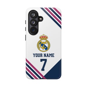 Funda personalizada para teléfono del Real Madrid - Estilo camiseta, funda personalizada para iPhone y Samsung, regalo para él, regalo deportivo imagen 2