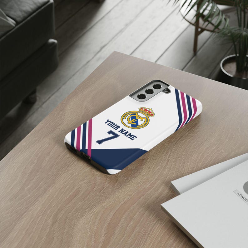 Funda personalizada para teléfono del Real Madrid - Estilo camiseta, funda personalizada para iPhone y Samsung, regalo para él, regalo deportivo imagen 17