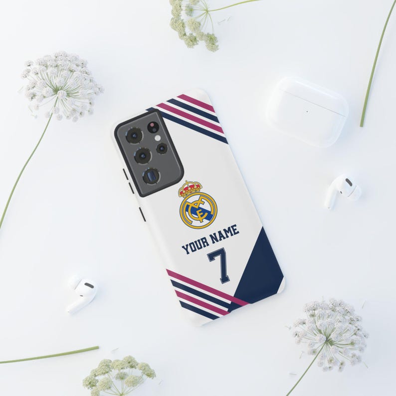 Funda personalizada para teléfono del Real Madrid - Estilo camiseta, funda personalizada para iPhone y Samsung, regalo para él, regalo deportivo imagen 13