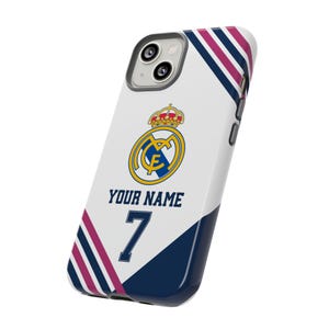 Funda personalizada para teléfono del Real Madrid - Estilo camiseta, funda personalizada para iPhone y Samsung, regalo para él, regalo deportivo imagen 11