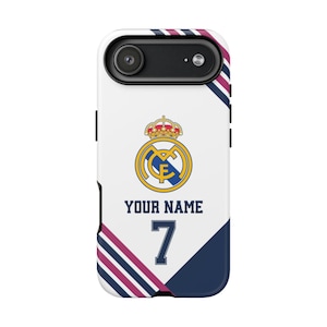 Funda personalizada para teléfono del Real Madrid - Estilo camiseta, funda personalizada para iPhone y Samsung, regalo para él, regalo deportivo imagen 5