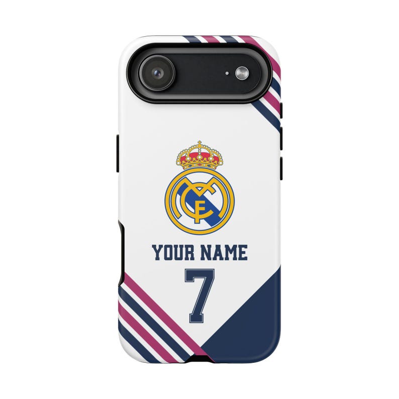 Funda personalizada para teléfono del Real Madrid - Estilo camiseta, funda personalizada para iPhone y Samsung, regalo para él, regalo deportivo imagen 5