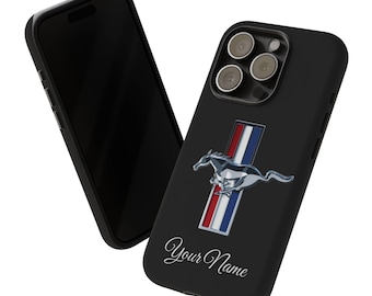 Funda personalizada para teléfono Ford Mustang, funda para teléfono con nombre personalizado, funda resistente para iPhone, funda resistente para Samsung, accesorios Mustang, regalos Mustang