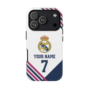 Funda personalizada para teléfono del Real Madrid - Estilo camiseta, funda personalizada para iPhone y Samsung, regalo para él, regalo deportivo imagen 7
