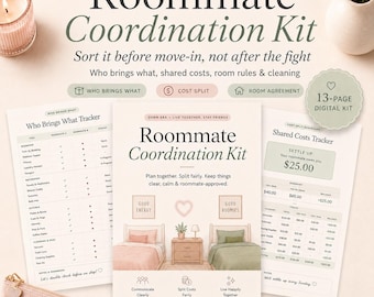 Roommate Coordination Kit, Who Brings What, Cost Split, Room Agreement (Digital Download)