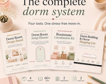 Dorm Room Planner Bundle, College Packing List, Roommate Agreement (Digital Download)