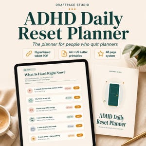 Agenda giornaliera per adulti con ADHD, sistema digitale di auto-aiuto senza vergogna (GoodNotes per iPad e PDF stampabile)