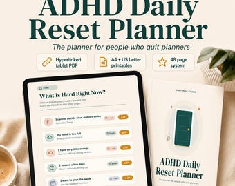 ADHD Daily Planner for Adults, Shame Free Digital Reset System (GoodNotes iPad & Printable PDF)
