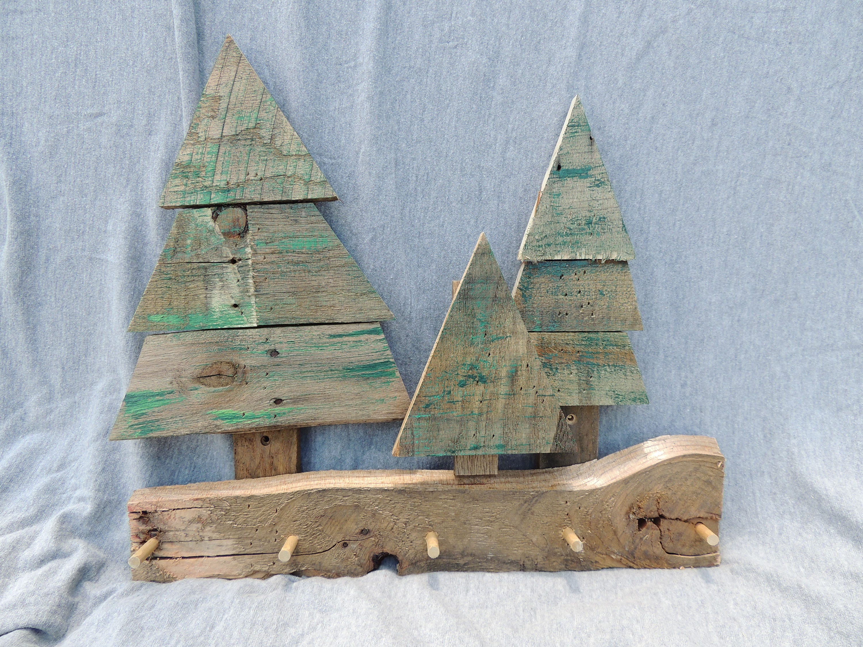 Pine Tree Key Rack, Forest Entryway Hooks, Rustic Home Decor, Reclaimed