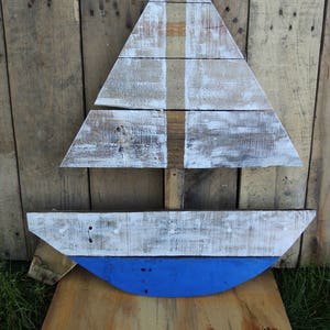 Sailboat Key Rack Boat Sailing Entryway Hooks Nautical Home Decor Blue White